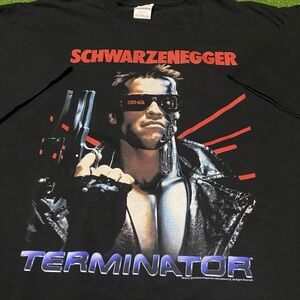 The Terminator Arnold Schwarzenegger Movie Graphic T-Shirt Black 2XLT Big & Tall